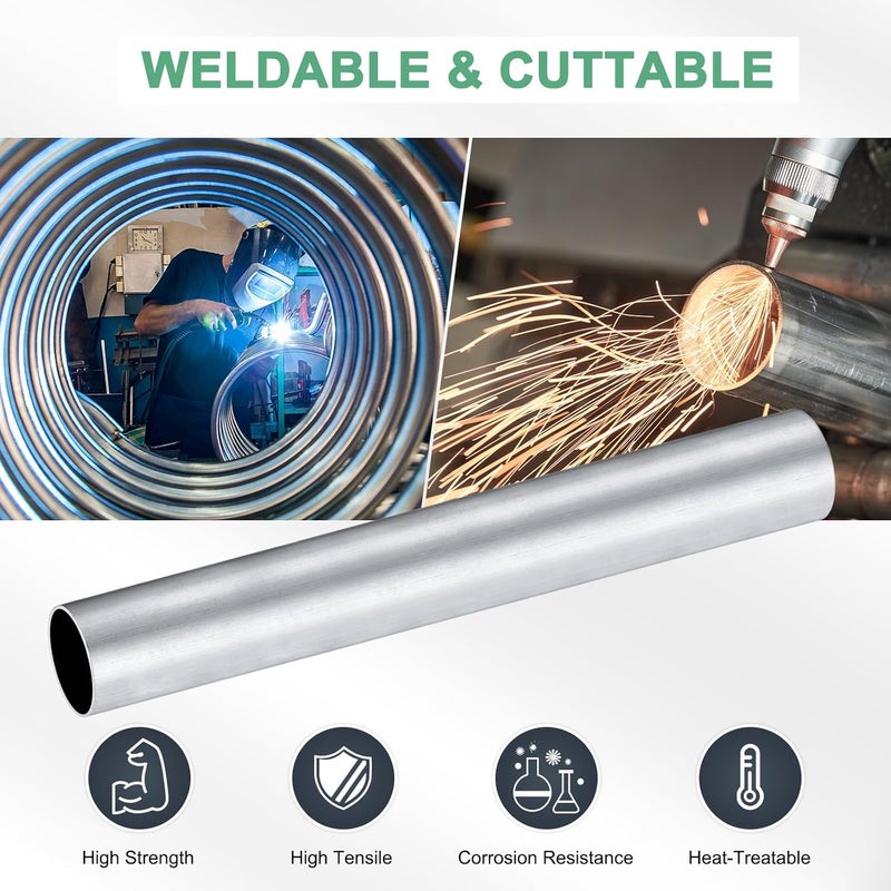 M METERXITY 1-Pack 300mm 6063 Aluminum Round Tube, 37mm ID 40mm OD Seamless Aluminum Tubing for Construction/Machining/DIY Crafting, Metal Straight Pipe [1.46"x1.57"x12"] - Image 4